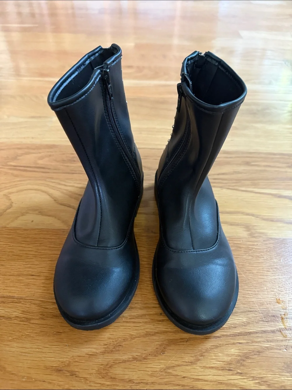 Zara Black Zip Boots with Stud Detail
